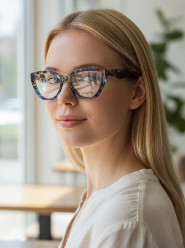 Armação de Óculos Quadrado P26YS Azul Tartaruga